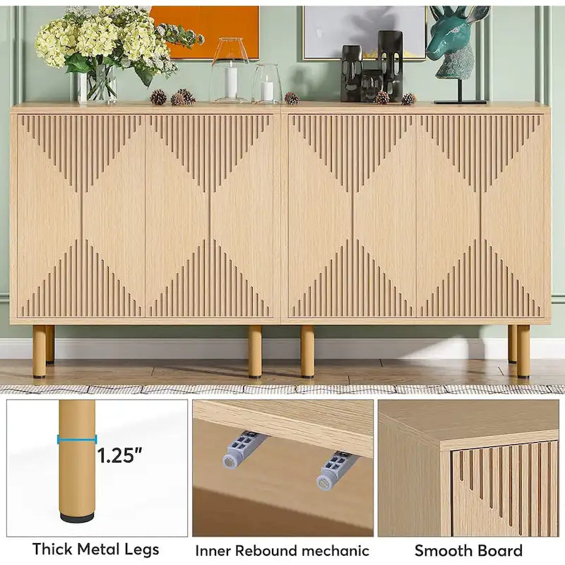Grand meuble de rangement blanc moderne, meuble bas autoportant
