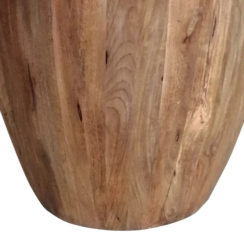 Table d'appoint en bois de manguier vieilli de forme cylindrique sculptée à la main Arthur, marron