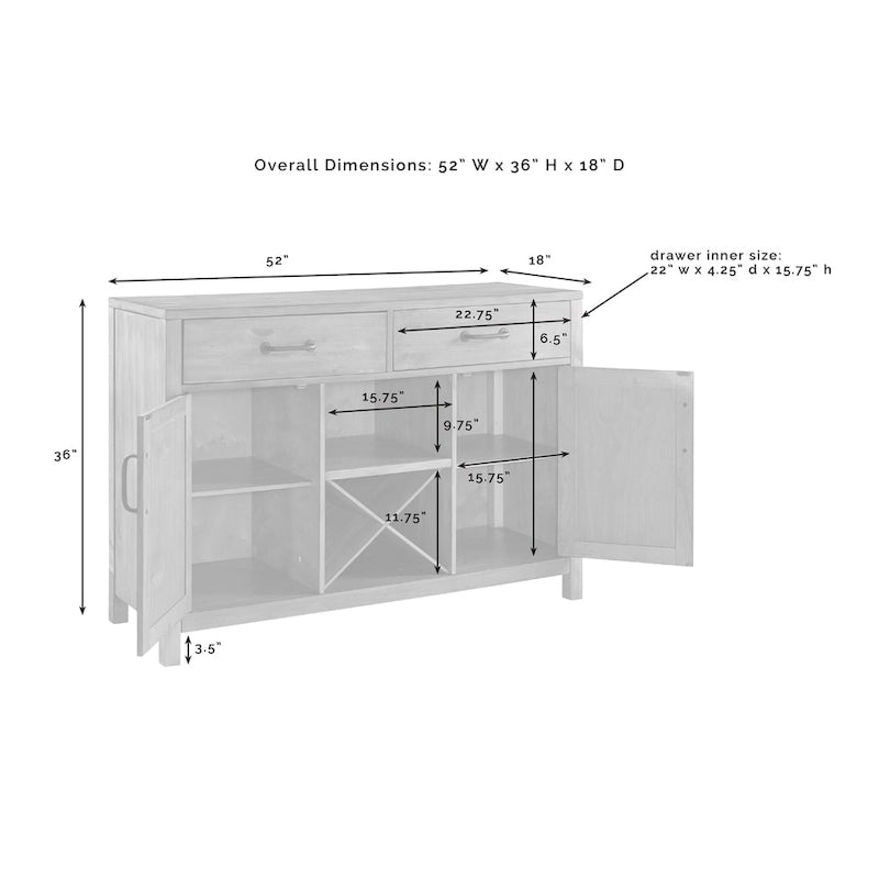 Buffet Fini Naturel - 52 L x 18 P x 36 H