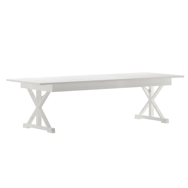 Table à manger de ferme en pin massif avec pieds en X - 2,75 m x 1 m