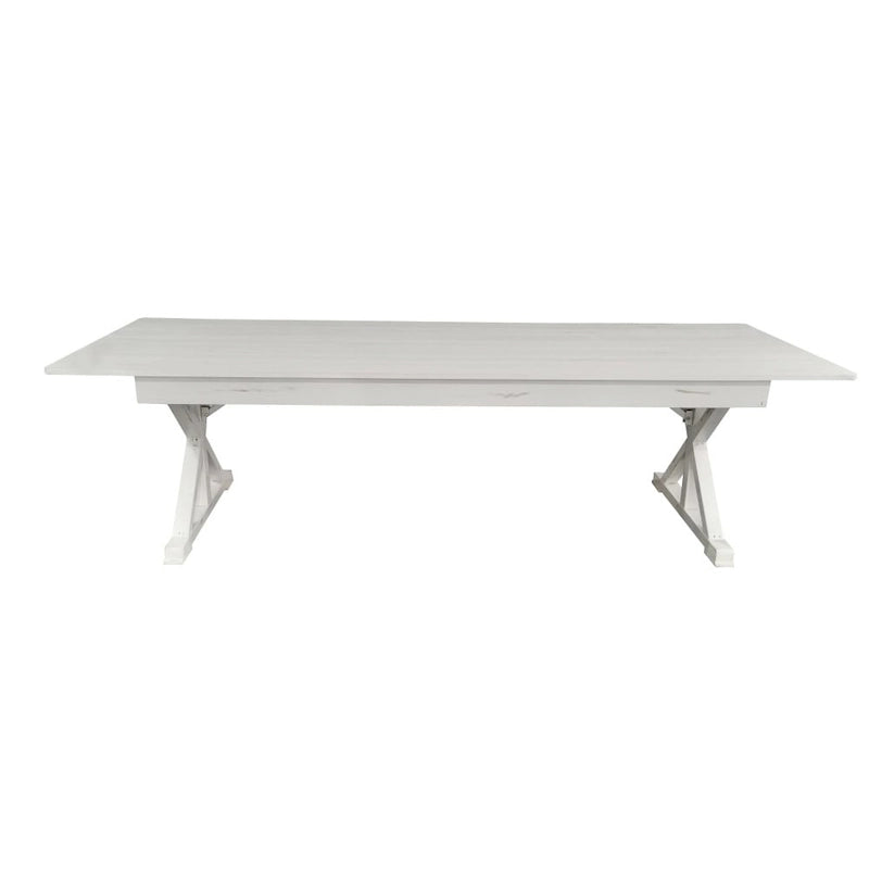 Table à manger de ferme en pin massif avec pieds en X - 2,75 m x 1 m