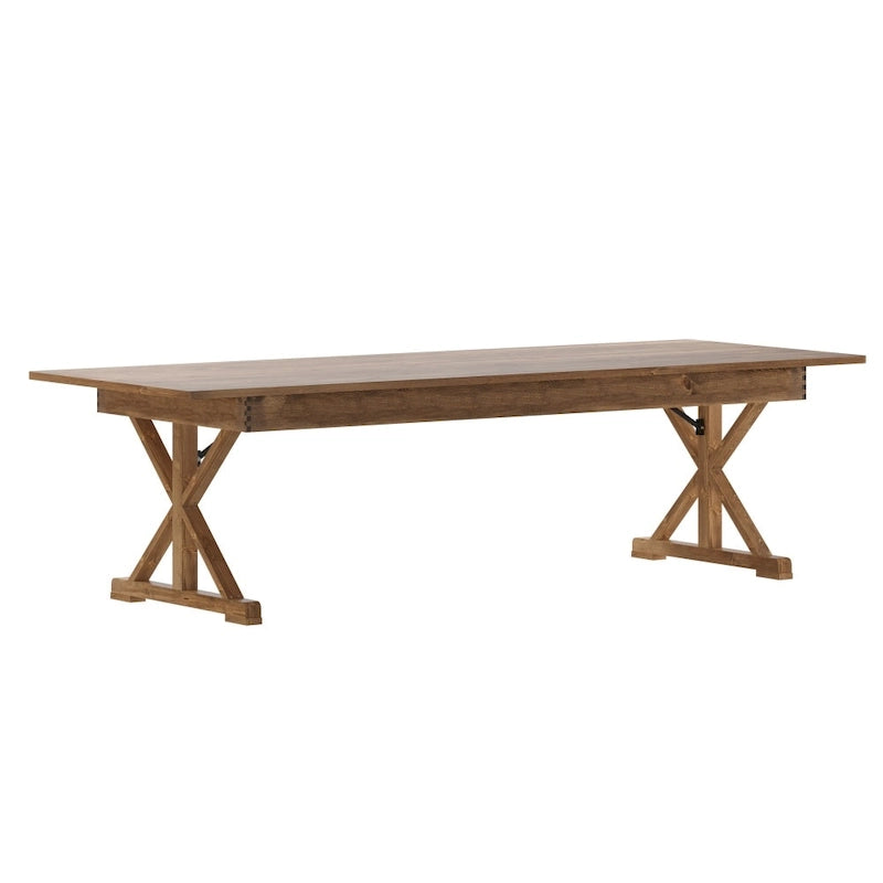 Table à manger de ferme en pin massif avec pieds en X - 2,75 m x 1 m