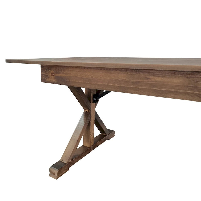 Table à manger de ferme en pin massif avec pieds en X - 2,75 m x 1 m
