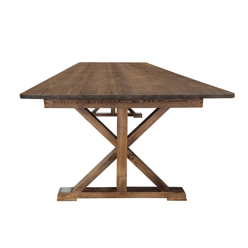 Table à manger de ferme en pin massif avec pieds en X - 2,75 m x 1 m