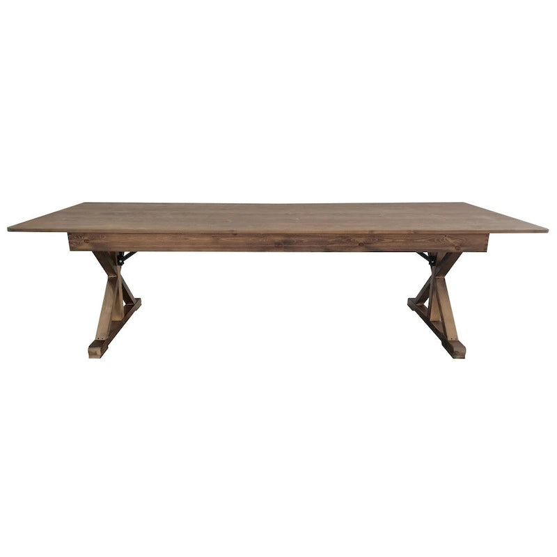Table à manger de ferme en pin massif avec pieds en X - 2,75 m x 1 m