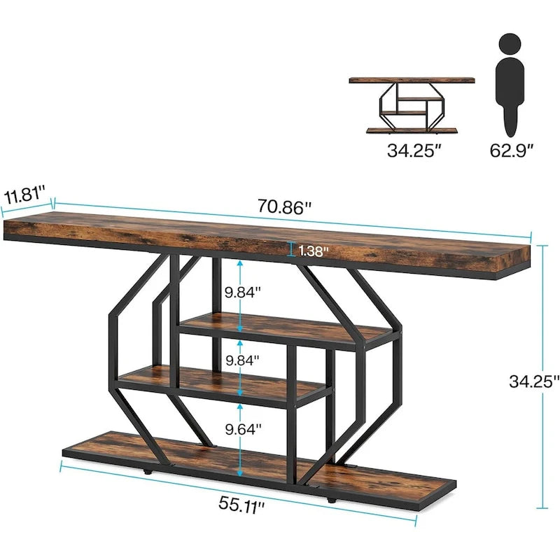 Table console extra longue de 180 cm, table moderne derrière le canapé, table d'entrée en faux marbre pour le salon, le couloir