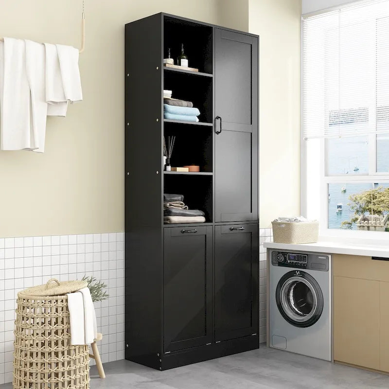Meuble de salle de bain/buanderie blanc épuré avec tiroirs rotatifs uniques