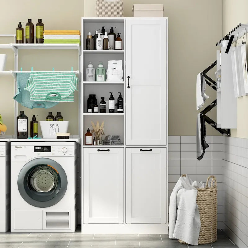 Meuble de salle de bain/buanderie blanc épuré avec tiroirs rotatifs uniques