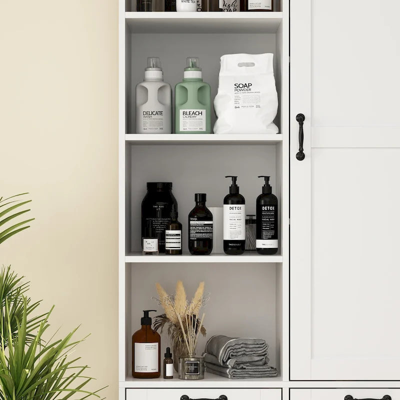 Meuble de salle de bain/buanderie blanc épuré avec tiroirs rotatifs uniques