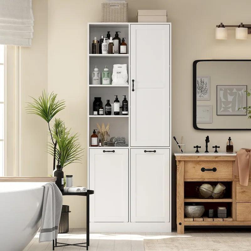 Meuble de salle de bain/buanderie blanc épuré avec tiroirs rotatifs uniques