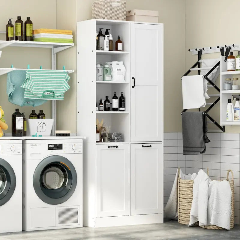 Meuble de salle de bain/buanderie blanc épuré avec tiroirs rotatifs uniques