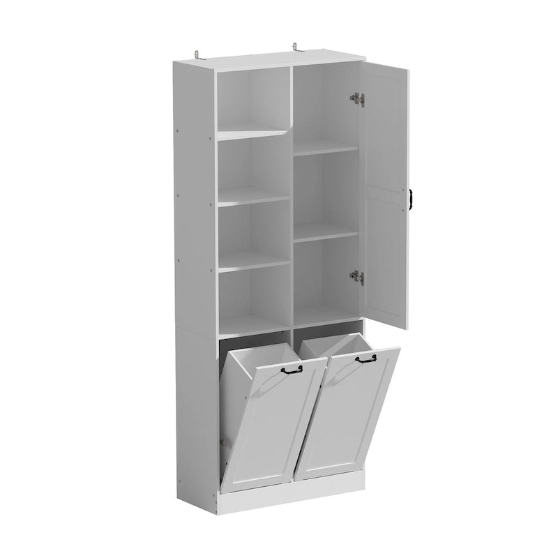 Meuble de salle de bain/buanderie blanc épuré avec tiroirs rotatifs uniques