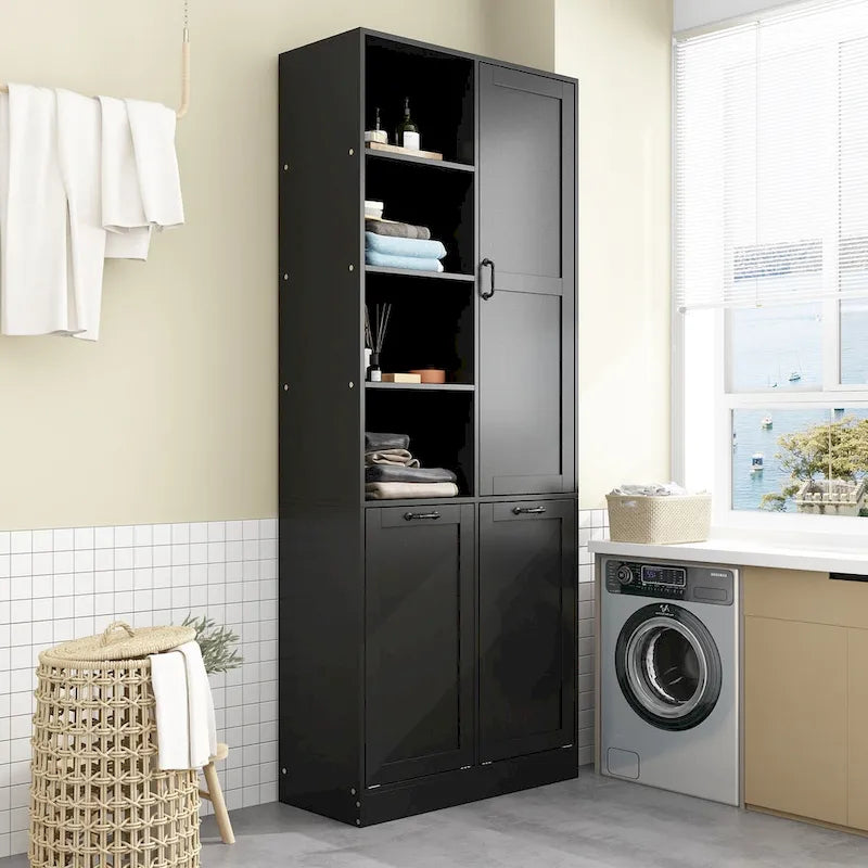 Meuble de salle de bain/buanderie blanc épuré avec tiroirs rotatifs uniques