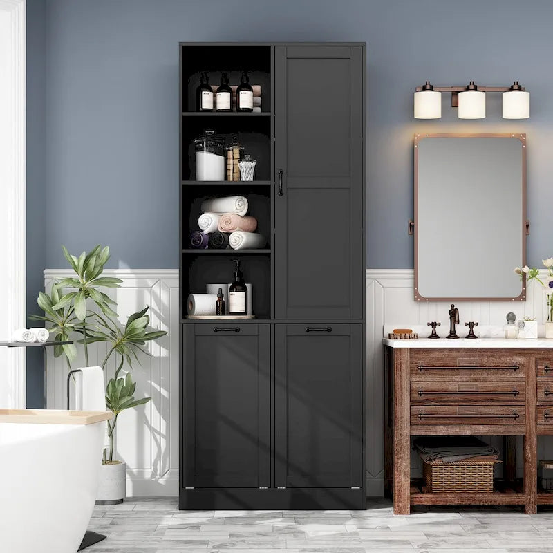 Meuble de salle de bain/buanderie blanc épuré avec tiroirs rotatifs uniques