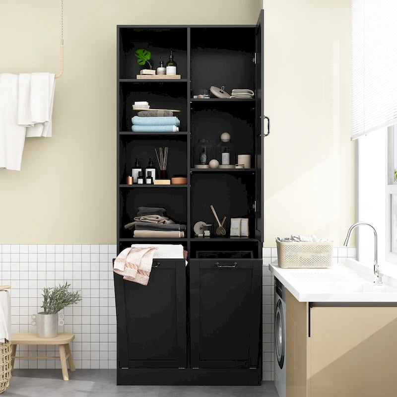 Meuble de salle de bain/buanderie blanc épuré avec tiroirs rotatifs uniques