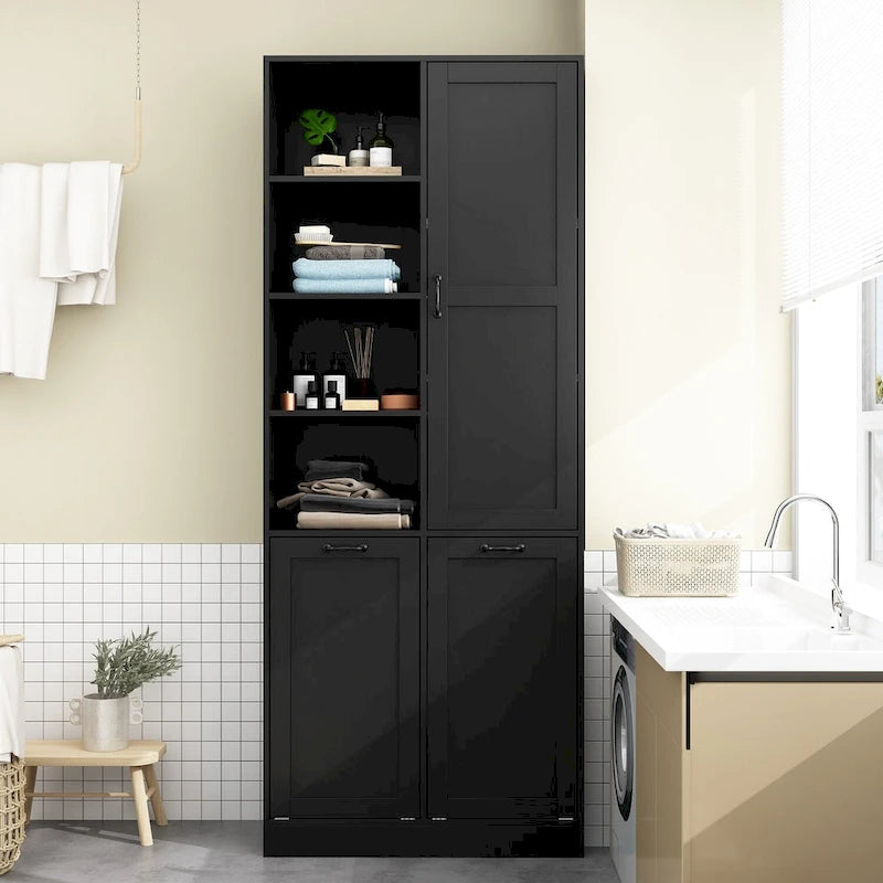 Meuble de salle de bain/buanderie blanc épuré avec tiroirs rotatifs uniques