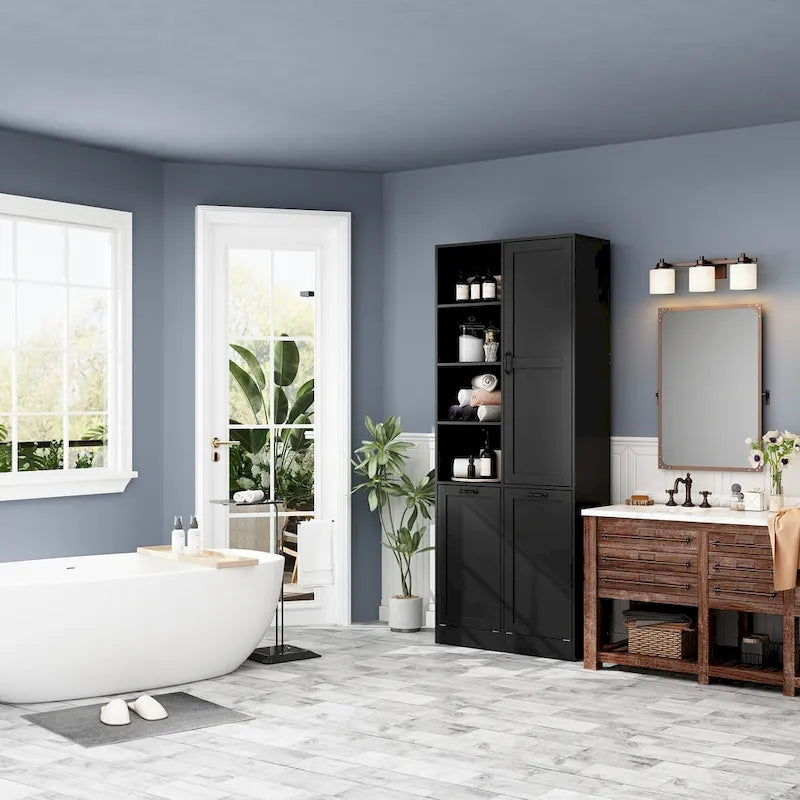 Meuble de salle de bain/buanderie blanc épuré avec tiroirs rotatifs uniques