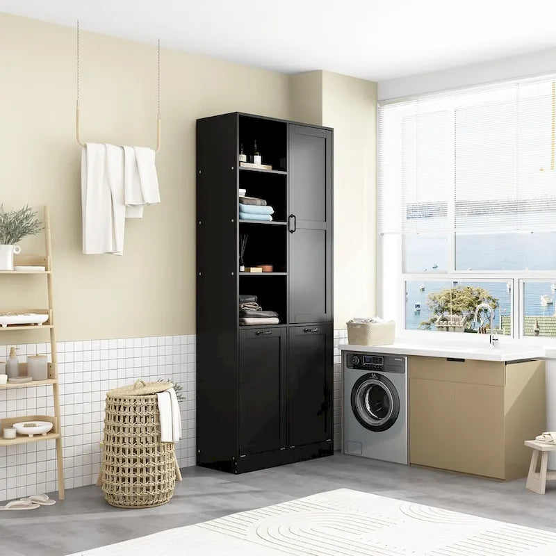 Meuble de salle de bain/buanderie blanc épuré avec tiroirs rotatifs uniques