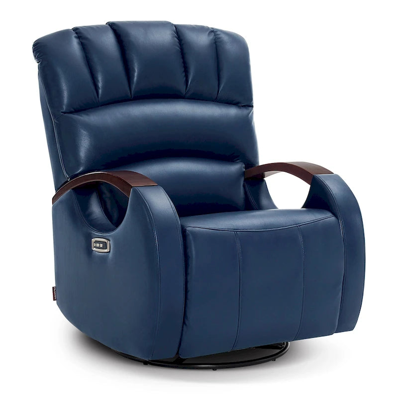 Fauteuil inclinable, pivotant et berçant motorisé avec appuie-tête réglable pour chambre de bébé, en similicuir