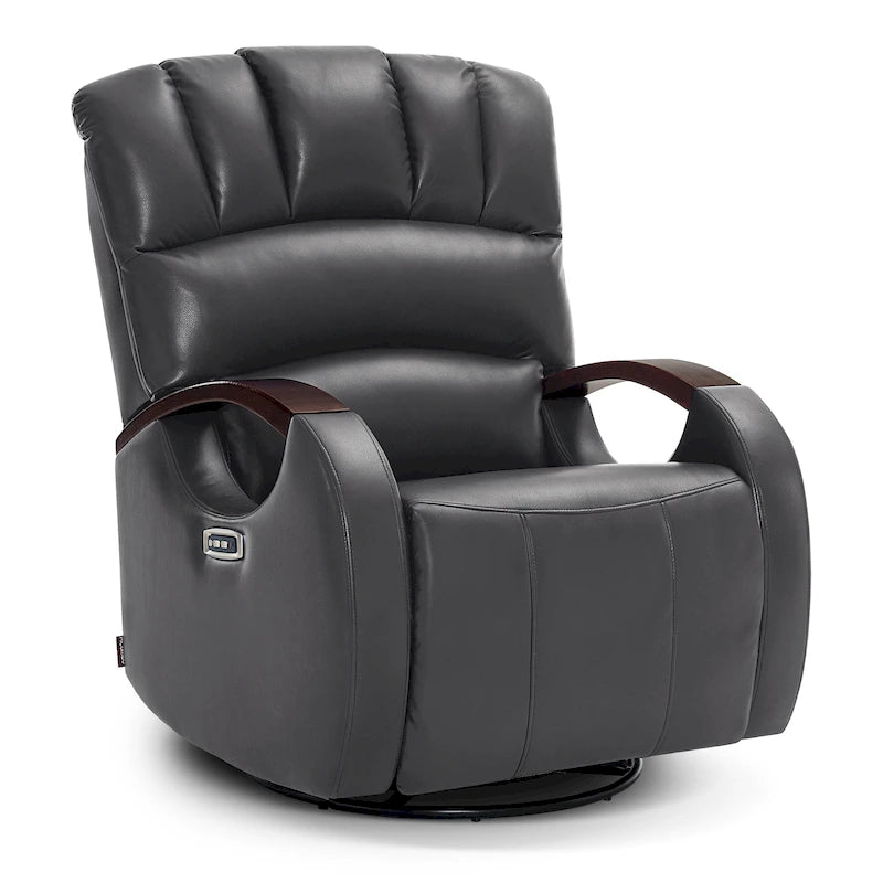 Fauteuil inclinable, pivotant et berçant motorisé avec appuie-tête réglable pour chambre de bébé, en similicuir