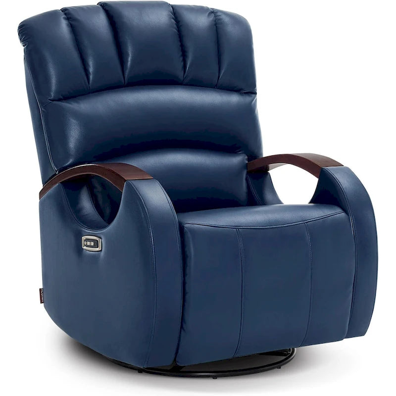 Fauteuil inclinable, pivotant et berçant motorisé avec appuie-tête réglable pour chambre de bébé, en similicuir