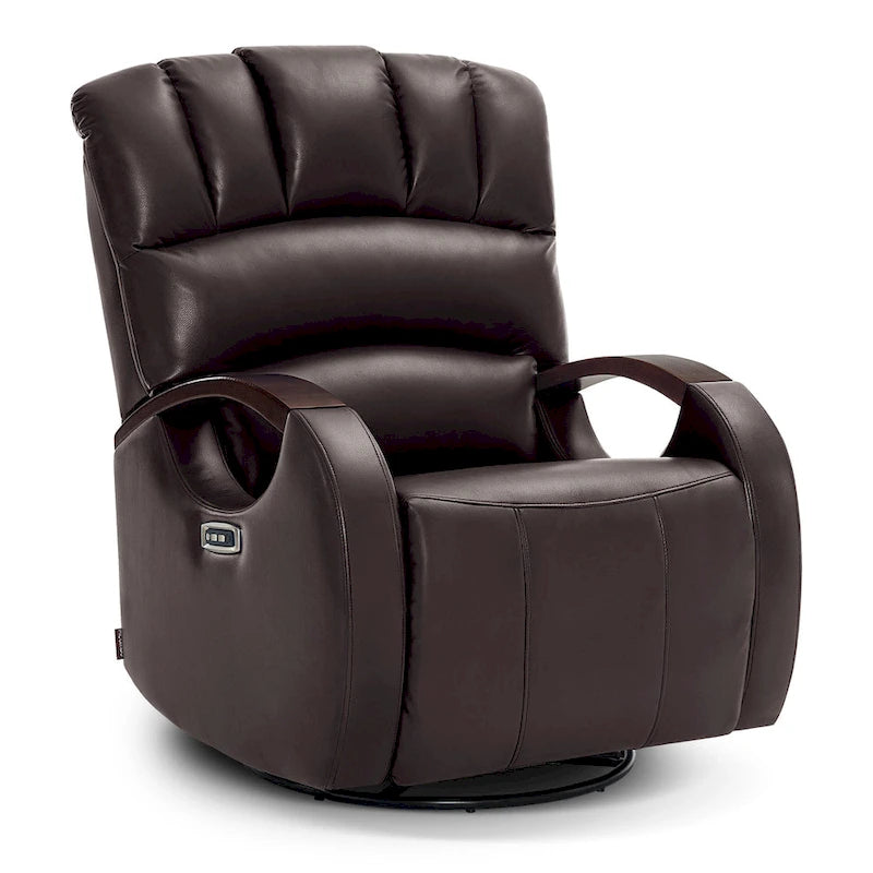 Fauteuil inclinable, pivotant et berçant motorisé avec appuie-tête réglable pour chambre de bébé, en similicuir