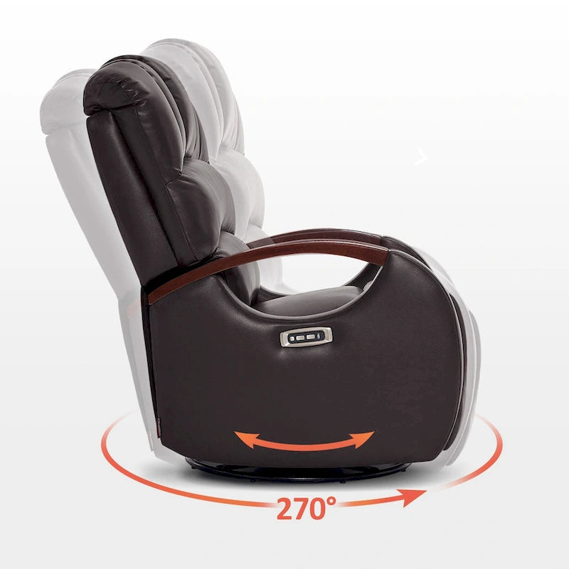 Fauteuil inclinable, pivotant et berçant motorisé avec appuie-tête réglable pour chambre de bébé, en similicuir