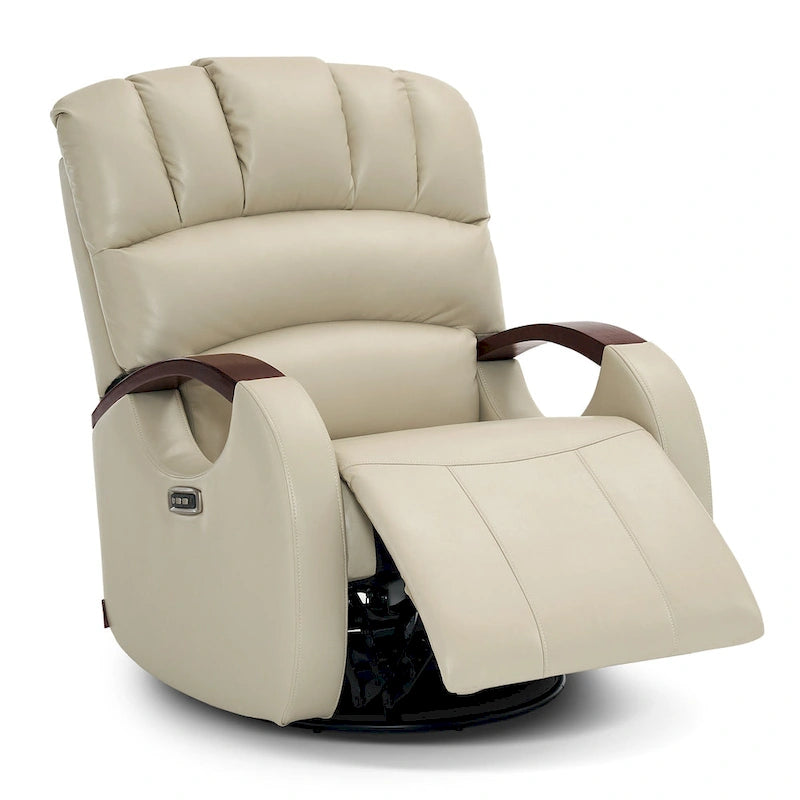 Fauteuil inclinable, pivotant et berçant motorisé avec appuie-tête réglable pour chambre de bébé, en similicuir