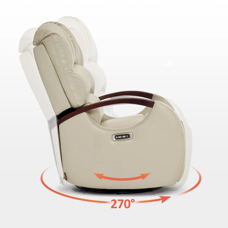 Fauteuil inclinable, pivotant et berçant motorisé avec appuie-tête réglable pour chambre de bébé, en similicuir