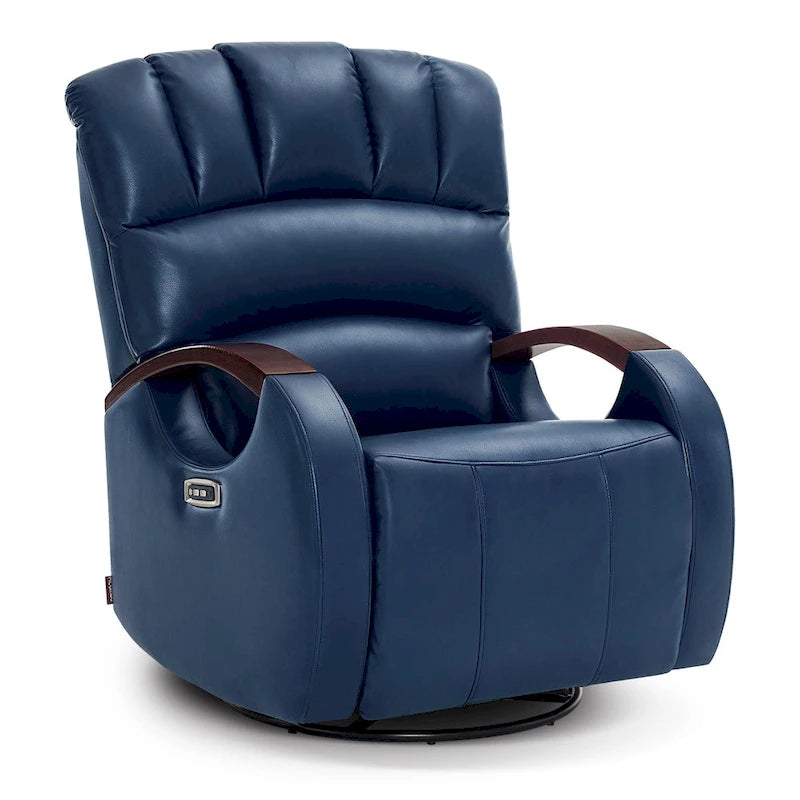 Fauteuil inclinable, pivotant et berçant motorisé avec appuie-tête réglable pour chambre de bébé, en similicuir