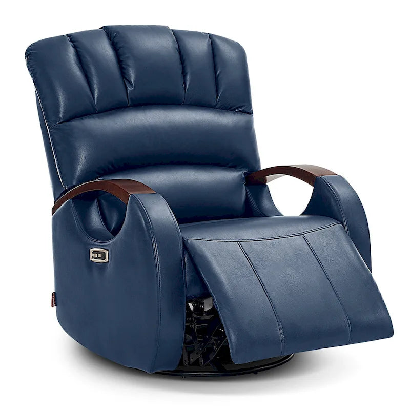 Fauteuil inclinable, pivotant et berçant motorisé avec appuie-tête réglable pour chambre de bébé, en similicuir