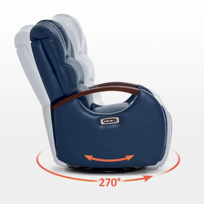 Fauteuil inclinable, pivotant et berçant motorisé avec appuie-tête réglable pour chambre de bébé, en similicuir