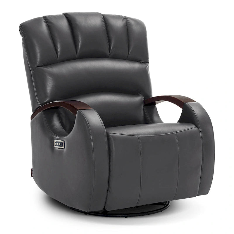 Fauteuil inclinable, pivotant et berçant motorisé avec appuie-tête réglable pour chambre de bébé, en similicuir