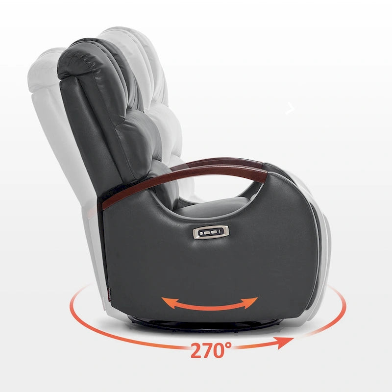 Fauteuil inclinable, pivotant et berçant motorisé avec appuie-tête réglable pour chambre de bébé, en similicuir