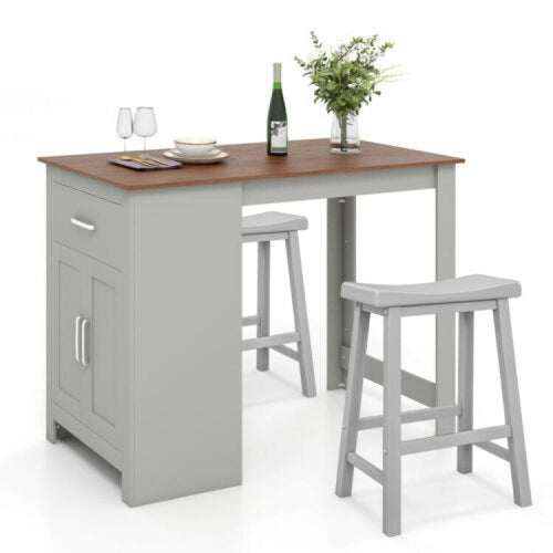 Ensemble de bar 3 pièces pour 2 avec 2 tabourets de bar pour salle à manger