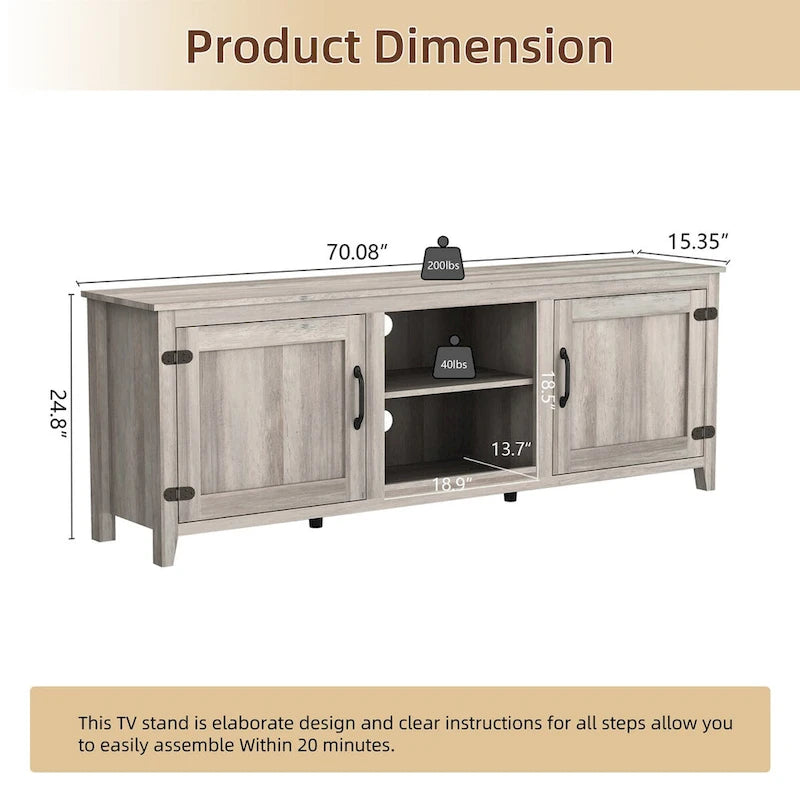 Meuble TV Console Média Meuble de Rangement avec Deux Portes