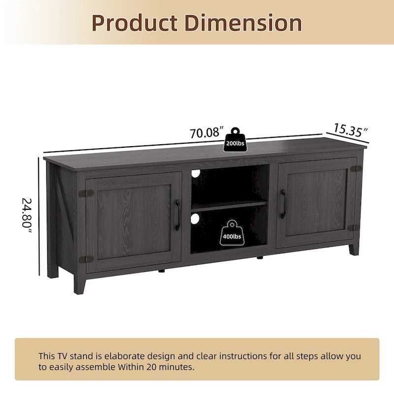 Meuble TV Console Média Meuble de Rangement avec Deux Portes