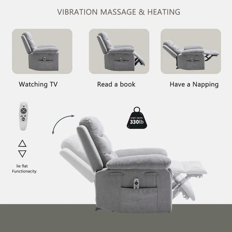 Fauteuil inclinable électrique avec fonction de massage réglable