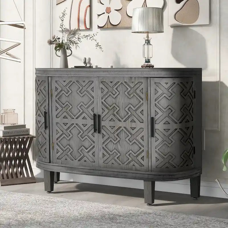 Meuble de rangement d'appoint, buffet en bois avec portes à motif ancien pour couloir, entrée, salon, chambre