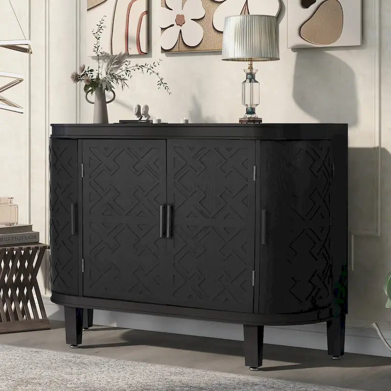 Meuble de rangement d'appoint, buffet en bois avec portes à motif ancien pour couloir, entrée, salon, chambre