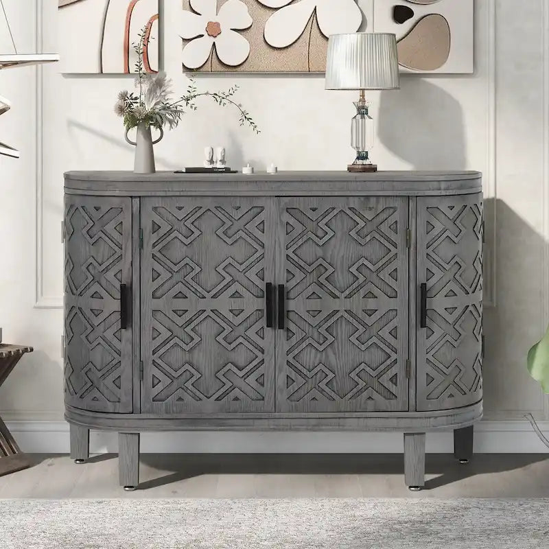Meuble de rangement d'appoint, buffet en bois avec portes à motif ancien pour couloir, entrée, salon, chambre