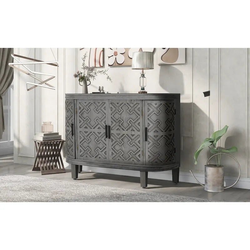 Meuble de rangement d'appoint, buffet en bois avec portes à motif ancien pour couloir, entrée, salon, chambre