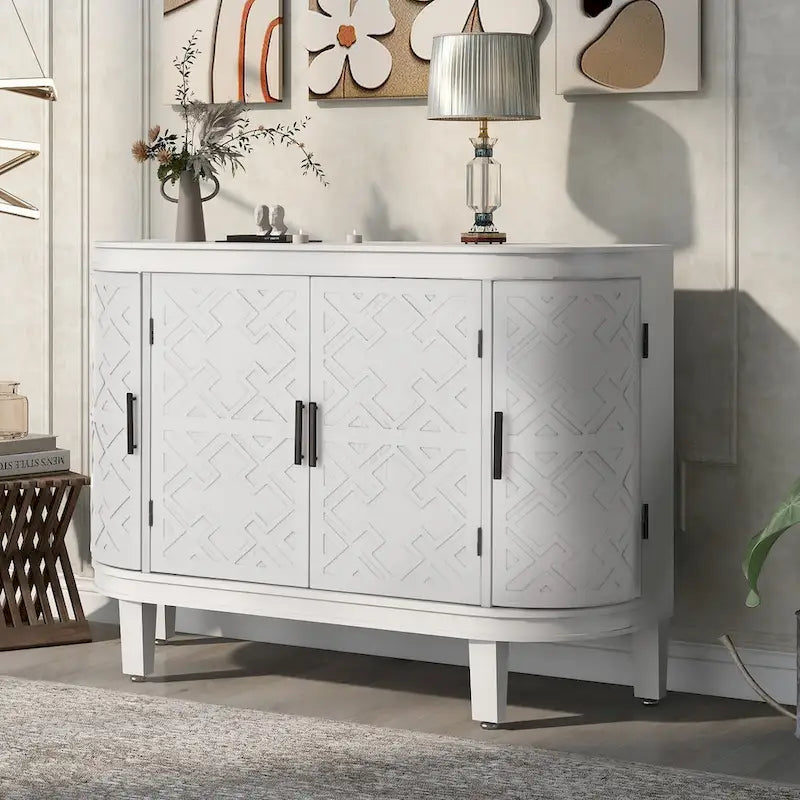 Meuble de rangement d'appoint, buffet en bois avec portes à motif ancien pour couloir, entrée, salon, chambre