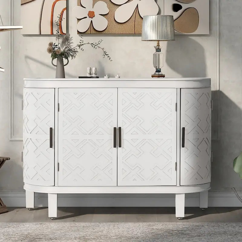 Meuble de rangement d'appoint, buffet en bois avec portes à motif ancien pour couloir, entrée, salon, chambre