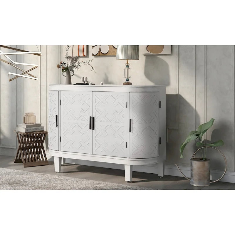 Meuble de rangement d'appoint, buffet en bois avec portes à motif ancien pour couloir, entrée, salon, chambre