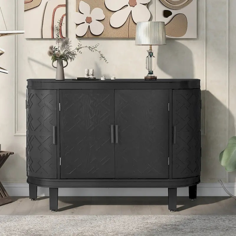 Meuble de rangement d'appoint, buffet en bois avec portes à motif ancien pour couloir, entrée, salon, chambre