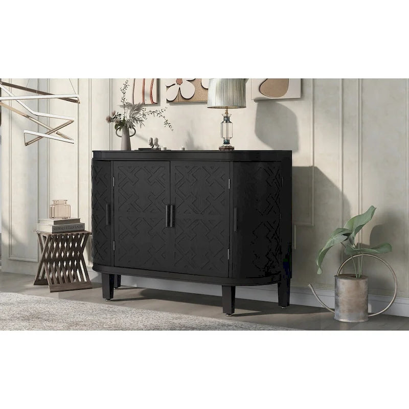 Meuble de rangement d'appoint, buffet en bois avec portes à motif ancien pour couloir, entrée, salon, chambre