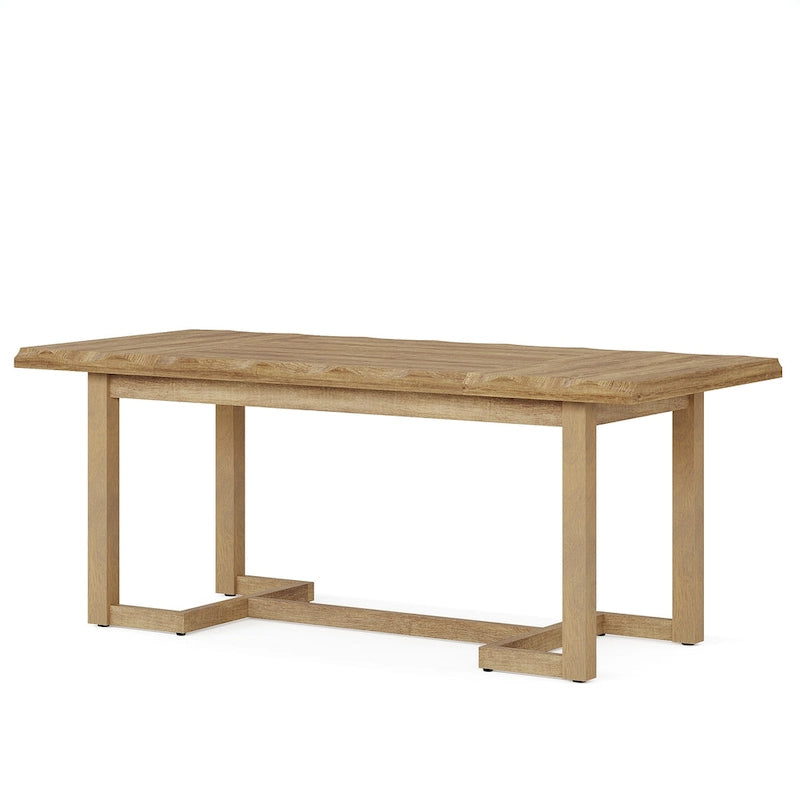 Bureau d'ordinateur rectangulaire en bois de 62,2 pouces avec pieds en bois massif