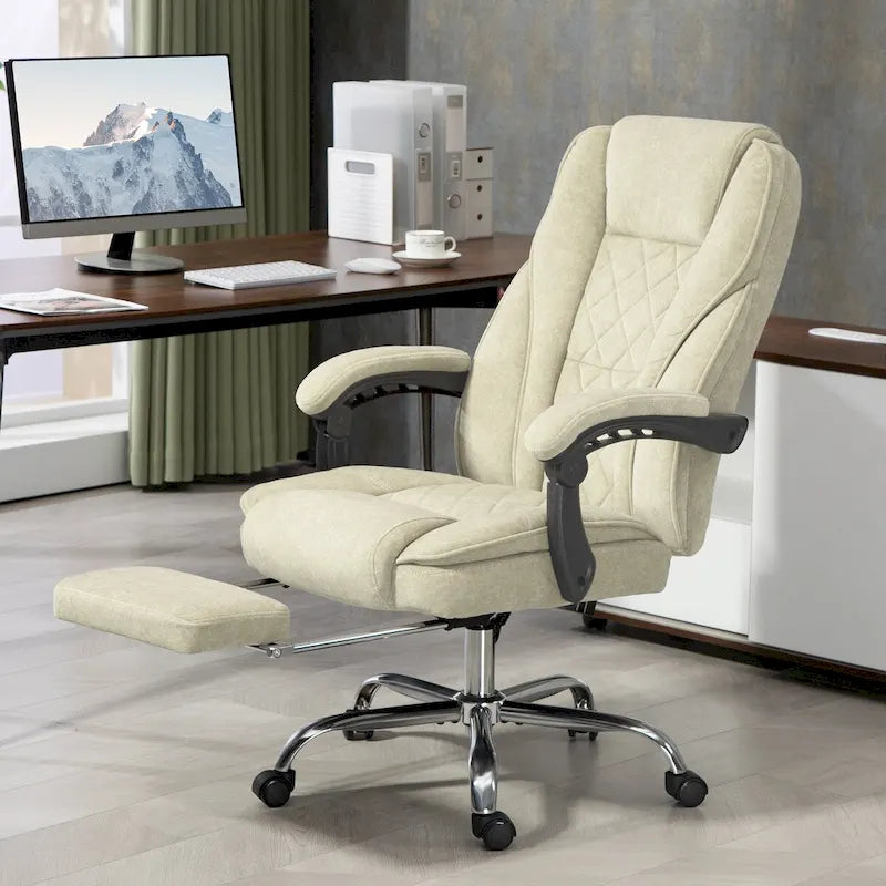 Chaise de bureau de massage avec 6 points de vibration, fauteuil d'ordinateur inclinable chauffant, chaise de bureau pivotante