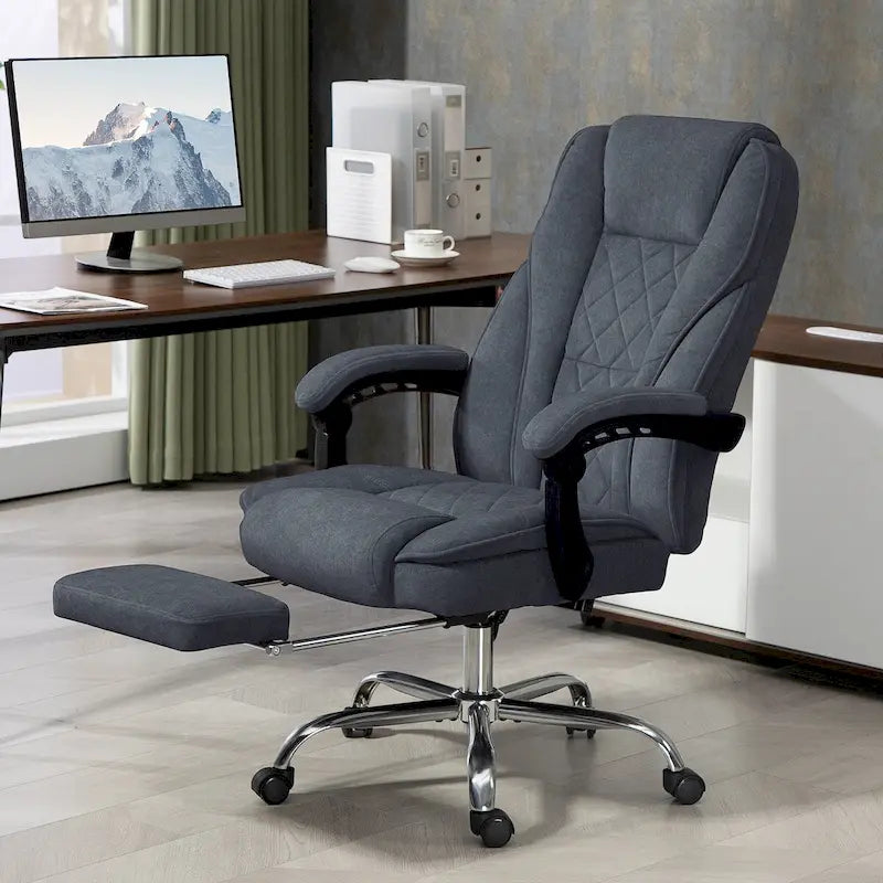 Chaise de bureau de massage avec 6 points de vibration, fauteuil d'ordinateur inclinable chauffant, chaise de bureau pivotante